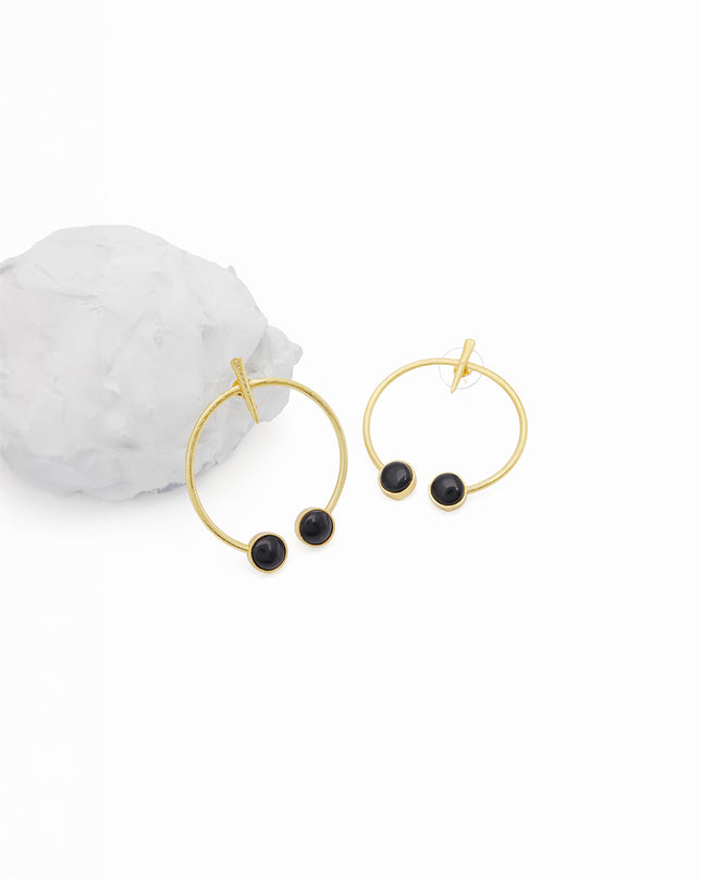 Crag Noir black Stone Hoops