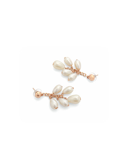 Pearl Drop Cluster Earrings – Gold Finish | Mukta Collection