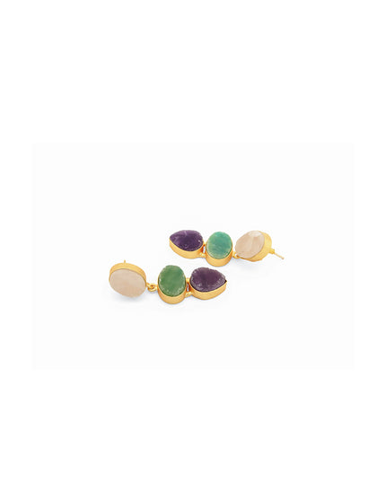 Crag Collection Multi-Stone Gold Drop Earrings