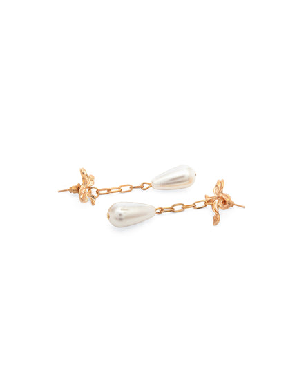 Mini Jewels Pearl Bow Drop Earrings