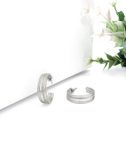 Rage Silver Arc Hoop Earrings