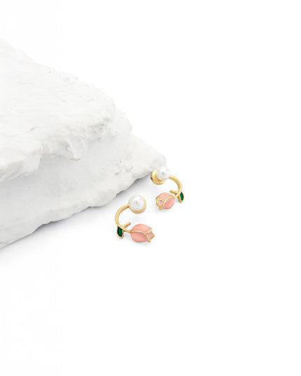 Blush Bloom Pearl Hoop Earrings