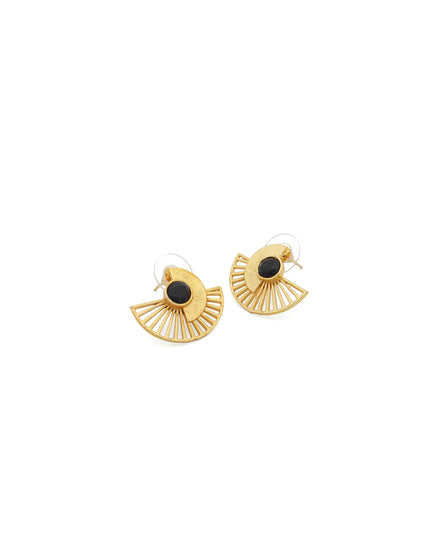 Crag Collection Black Stone Gold Fan Earrings