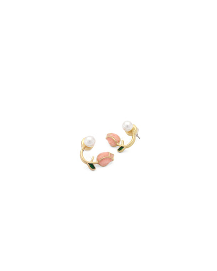 Blush Bloom Pearl Hoop Earrings