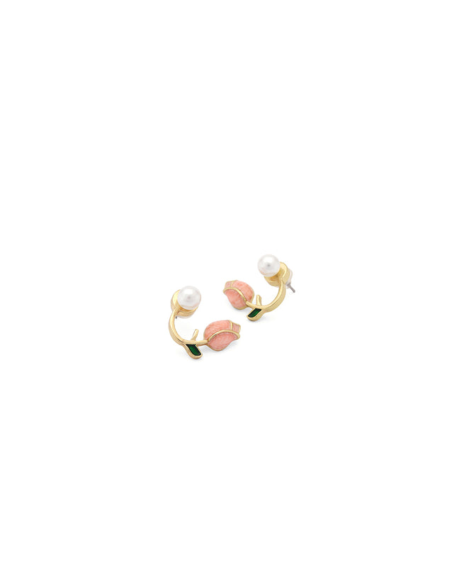 Blush Bloom Pearl Hoop Earrings