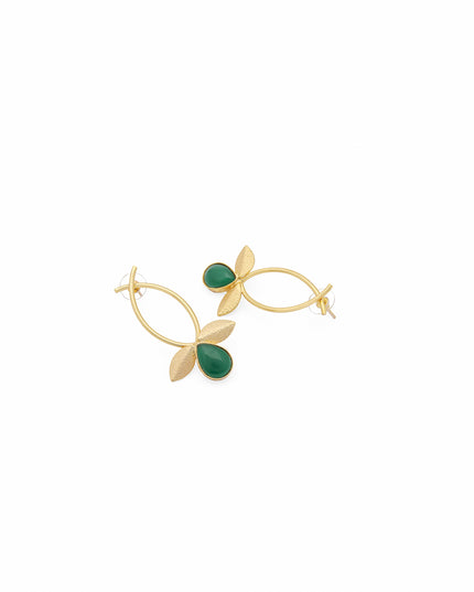 Crag Emerald Leaf Hoops