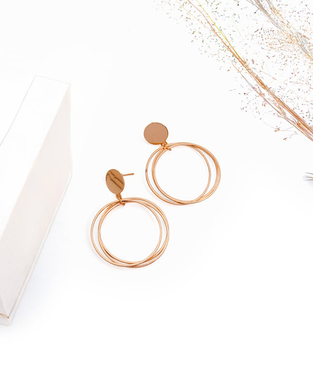 Double Orbit Gold Hoops