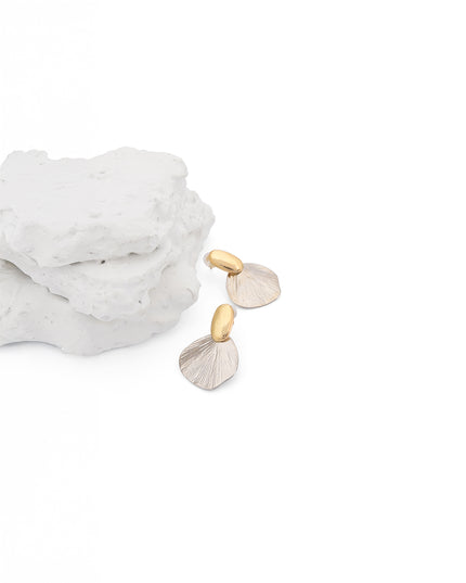 Dual Tone Petal Statement Earrings