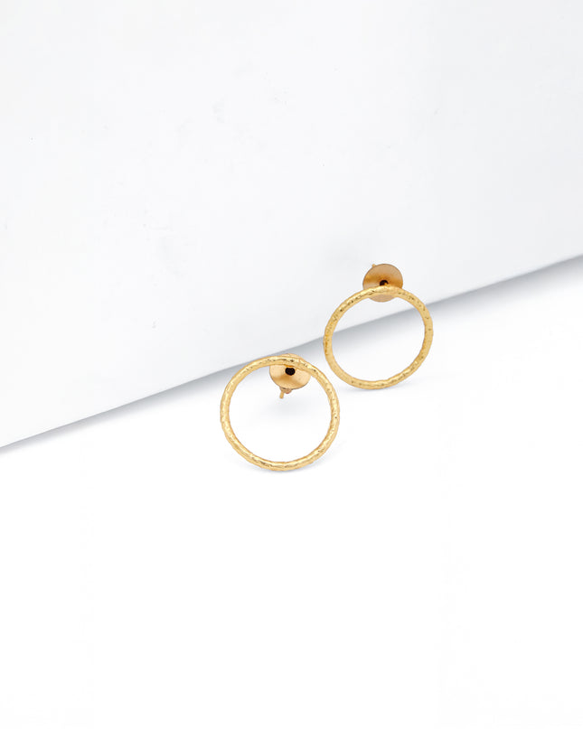 Textured Ring Stud Earrings