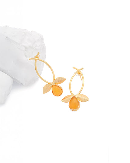 Crag Amber Leaf Hoops