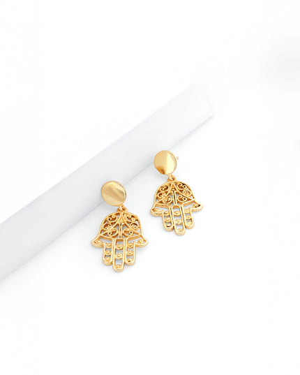 Mini Jewels Hamsa Hand Gold Earrings – Protection & Luck Charm