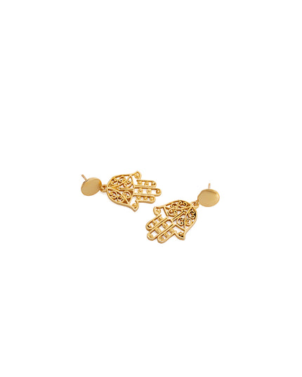 Mini Jewels Hamsa Hand Gold Earrings – Protection & Luck Charm