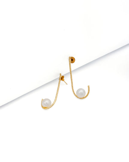 Pearl Curve Drop Earrings