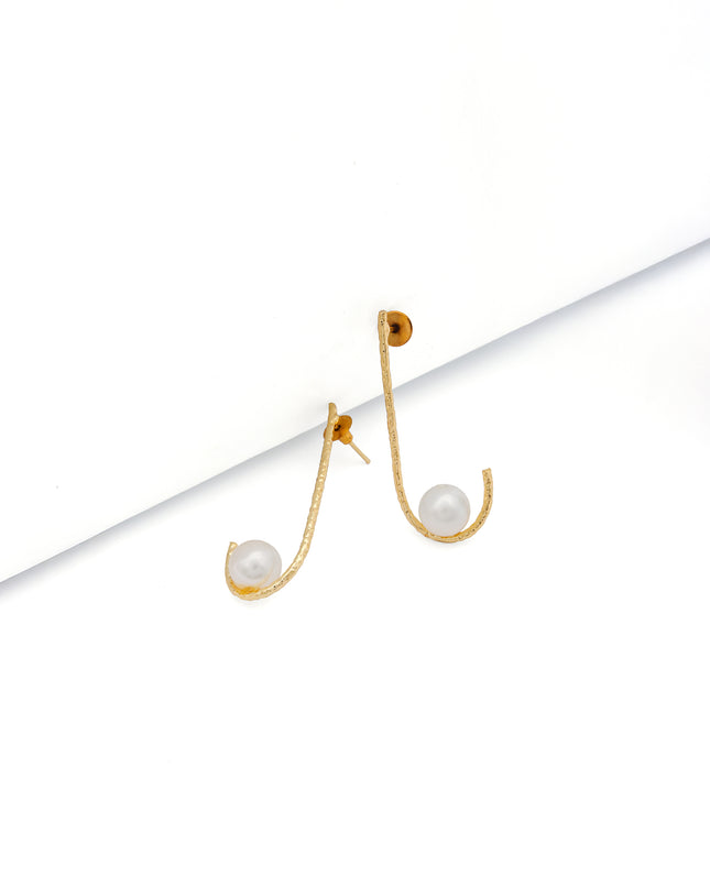 Pearl Curve Drop Earrings