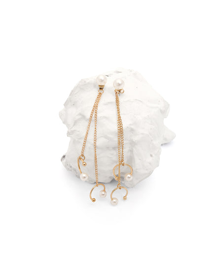 Sleek Disc Chain Drop Earrings – Rose Gold Finish | Rage Collection