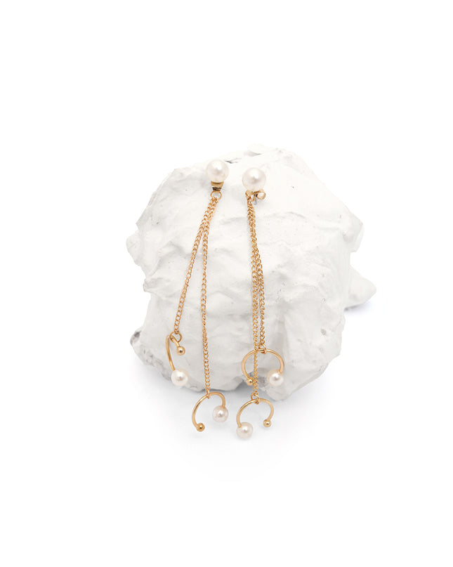Sleek Disc Chain Drop Earrings – Rose Gold Finish | Rage Collection