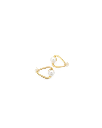 Pearl Loop Triangle Earrings
