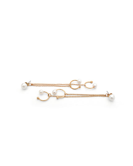 Sleek Disc Chain Drop Earrings – Rose Gold Finish | Rage Collection