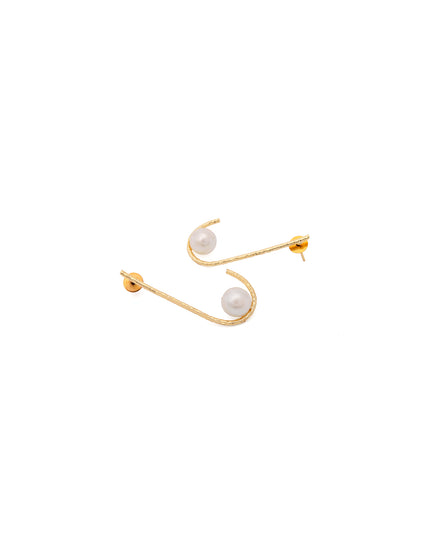 Pearl Curve Drop Earrings