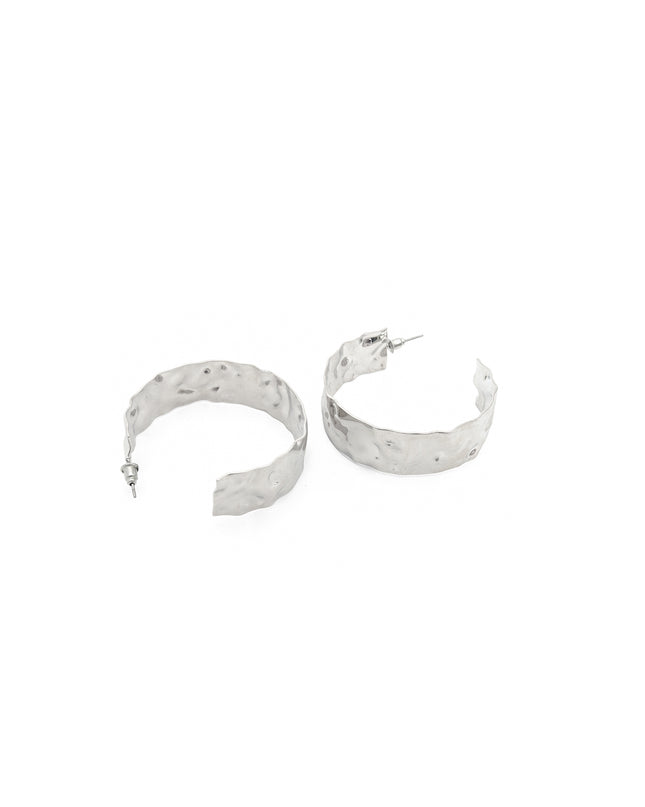 Silver Ripple Texture Hoops