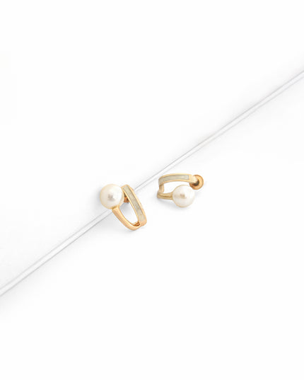 Modern Pearl Loop Stud Earrings