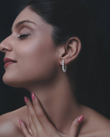 Pearl Fringe Half Hoops