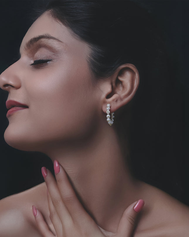 Pearl Fringe Half Hoops