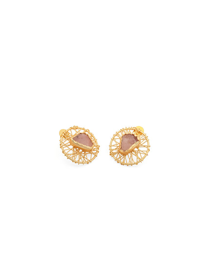 Crag Collection Raw Blush Stone Gold Stud Earrings