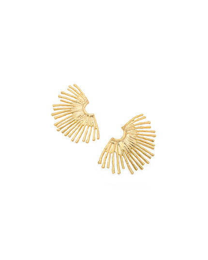 Sunburst Fan Statement Earrings – Gold Finish | Mallet Collection