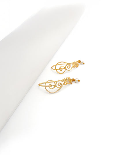 Pearl Swirl Wire Earrings