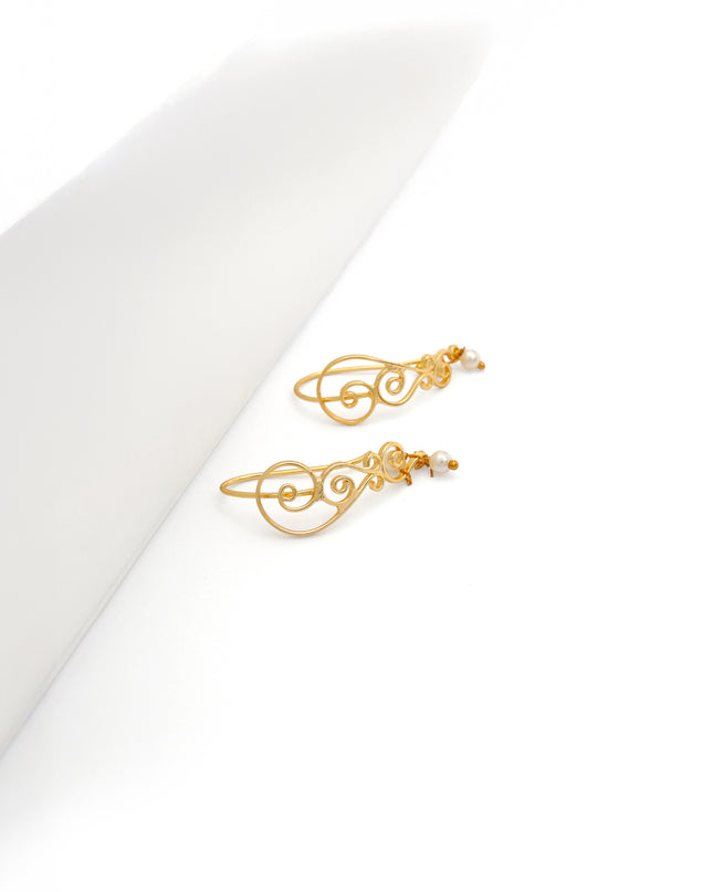 Pearl Swirl Wire Earrings