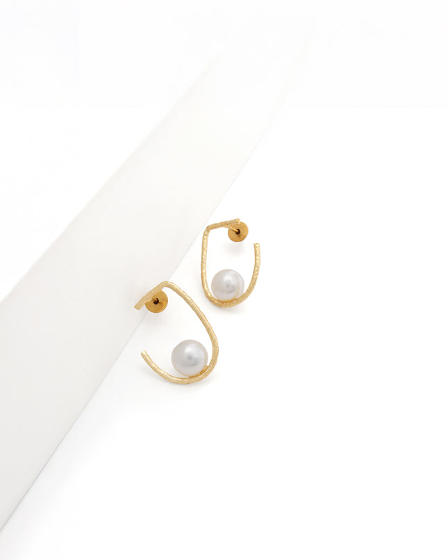 Pearl Arc Stud Earrings