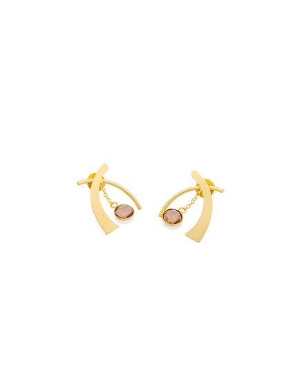 Crag Collection Smoky Stone Gold Arc Drop Earrings