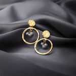 Load image into Gallery viewer, Luna Drops - Textured Hoop Pearl Earrings
