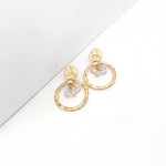 Load image into Gallery viewer, Luna Drops - Textured Hoop Pearl Earrings
