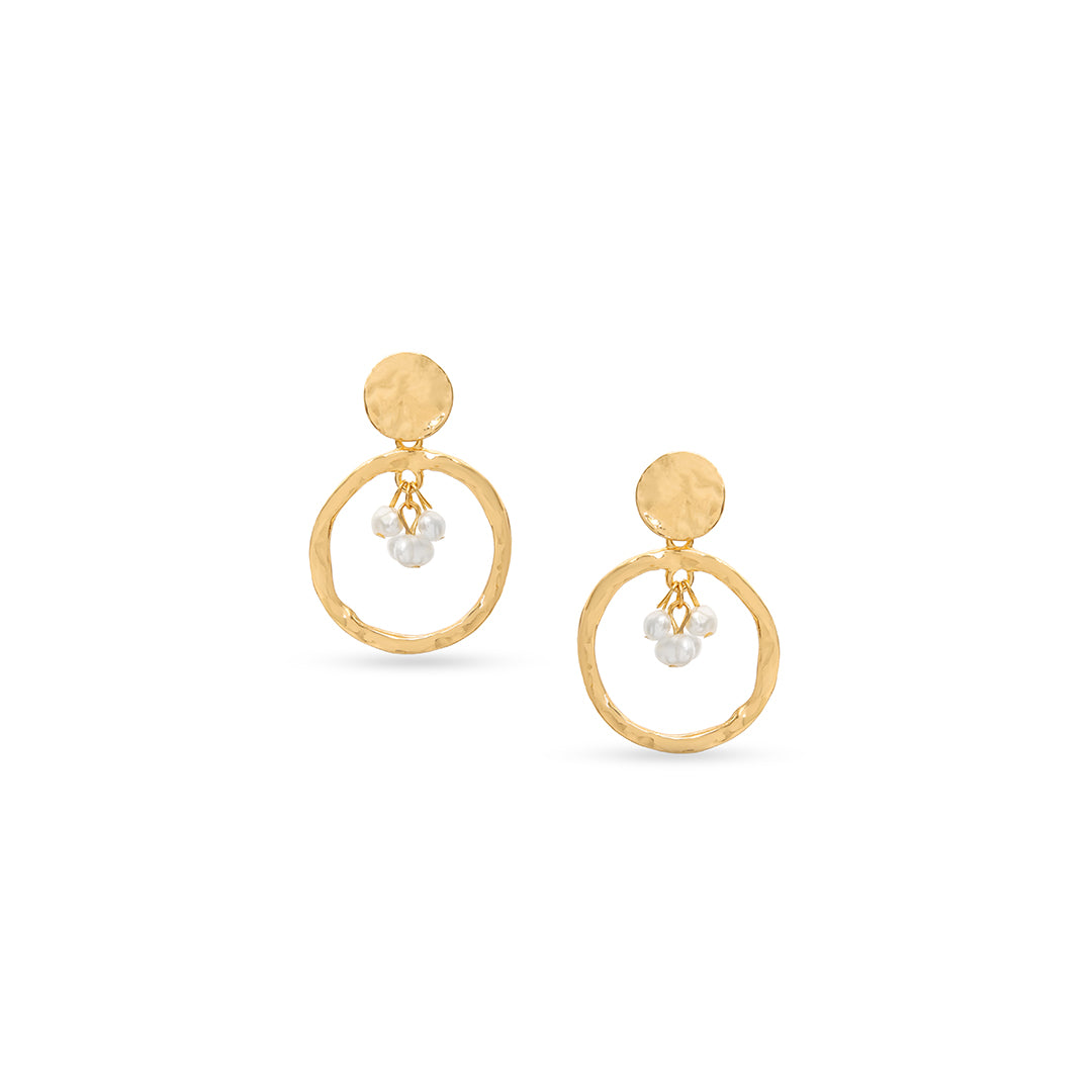 Luna Drops - Textured Hoop Pearl Earrings