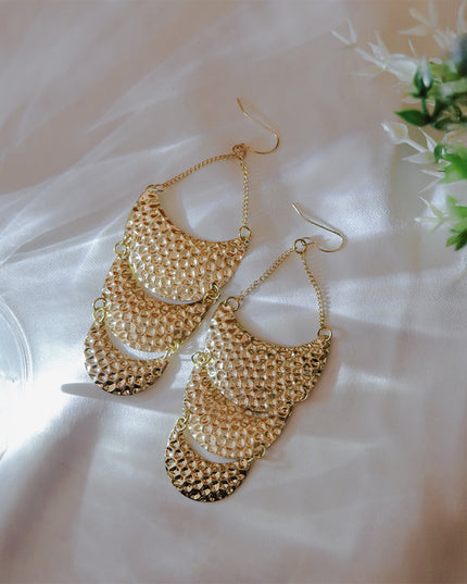 Solar Curve – Cascading Textured Earrings