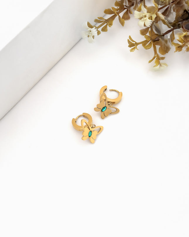 Emerald Butterfly Hoops