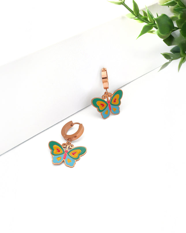 Mini Jewels Colorful Butterfly Hoop Earrings