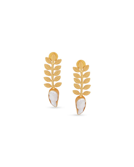 Leaf Cascade Pearl Earrings