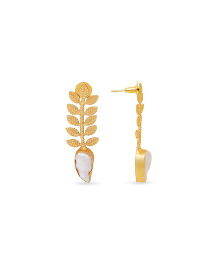 Leaf Cascade Pearl Earrings