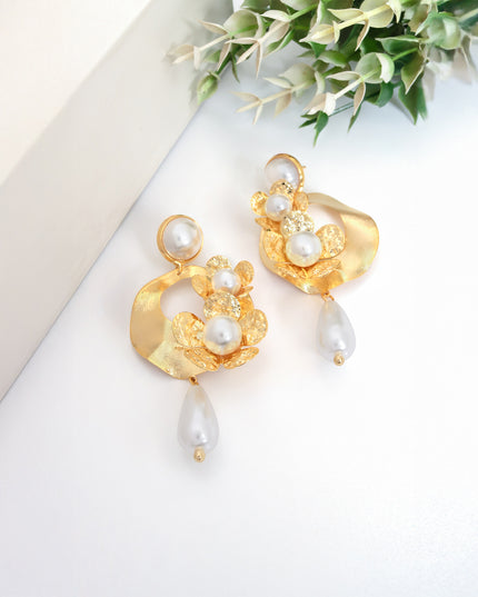Floral Pearl Cluster Earrings