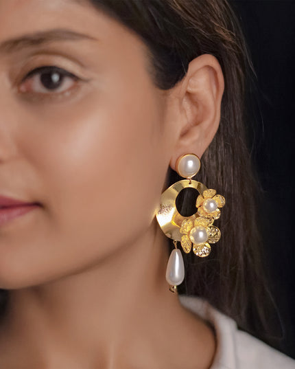 Floral Pearl Cluster Earrings