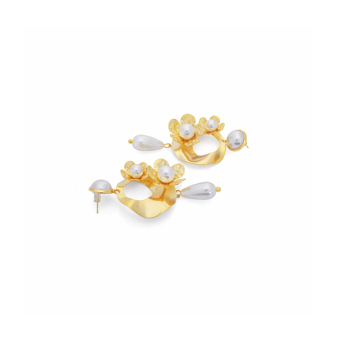 Floral Pearl Cluster Earrings