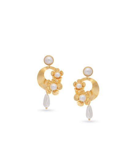 Floral Pearl Cluster Earrings