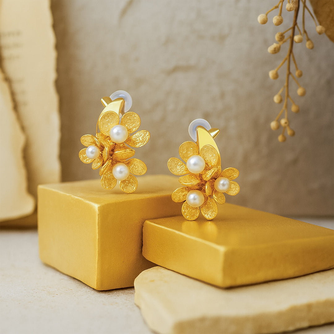 Blooming Pearl Petal Earrings