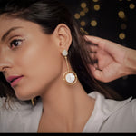 Load image into Gallery viewer, Modern Pearl Orbit Earrings
