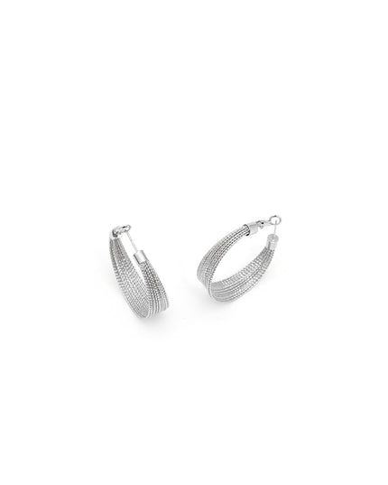 Steel Mesh Silver Hoops