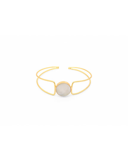 Pearl Accent Open Cuff Bracelet – Gold Finish | Mukta Collection