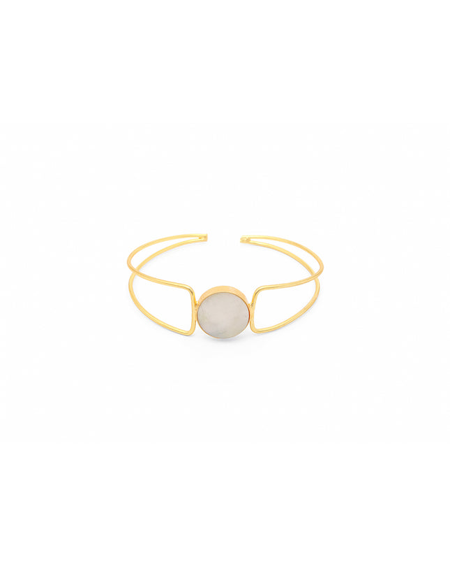 Pearl Accent Open Cuff Bracelet – Gold Finish | Mukta Collection